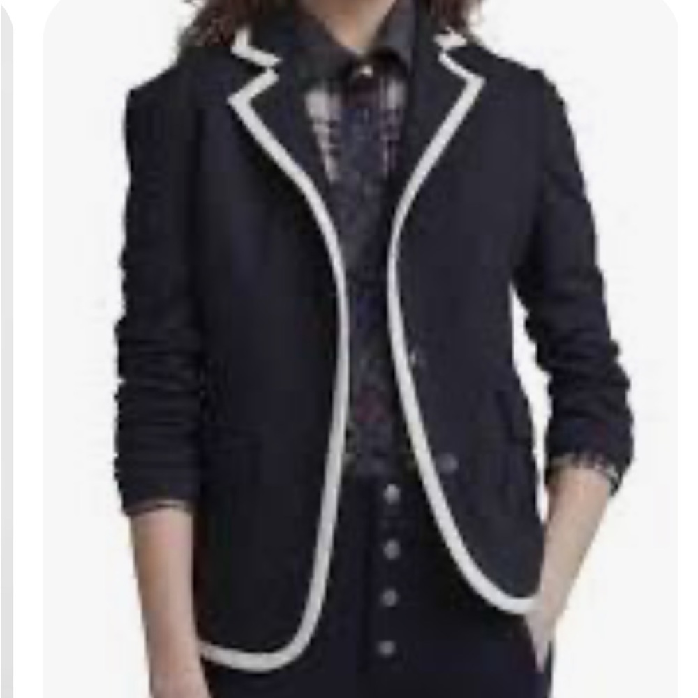 Rag & Bone Black Wool
Blend White Trim Piped Blazer